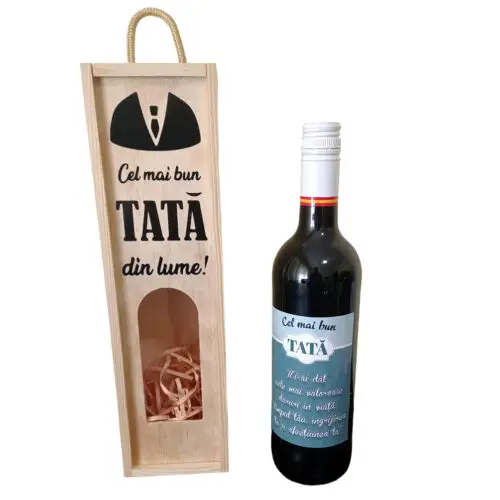 Cutie din lemn si sticla personalizate pentru TATA