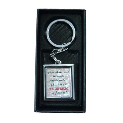 Breloc din metal personaliozat cu text, dreptunghi