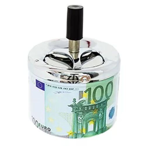 Scrumiera anti-vant, cu buton, metalica, model euro