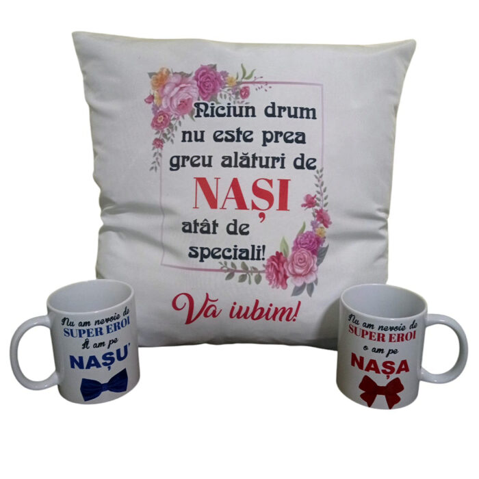 Set cadou pentru nasi - perna cu doua cani