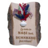 Placheta din lemn personalizata prin gravura si decorata cu plante uscate
