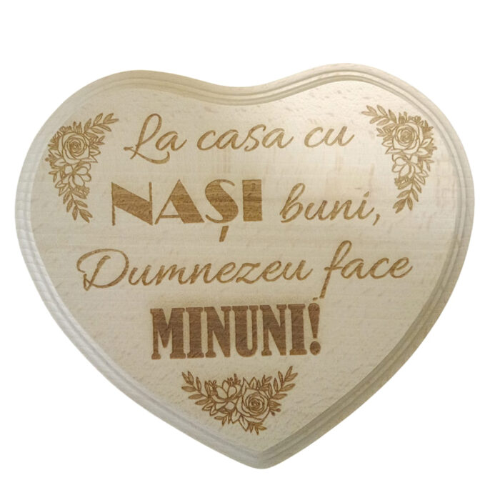Decoratiune din lemn personalizata cu mesaj pentru nasi