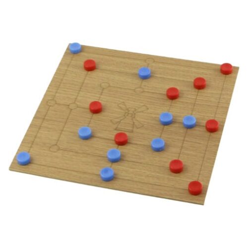 Joc Moara din lemn cu piese colorate din plastic 24×24 CM