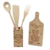 Set de bucatarie cadou, binecuvantarea casei, tocator si ustensile din lemn
