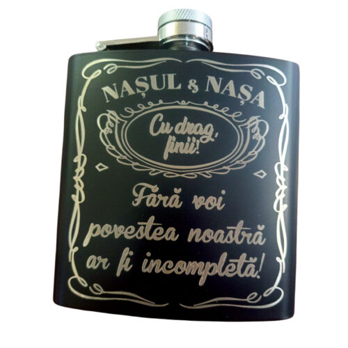 Sticla metalica personalizata cu mesaj pentru nasi