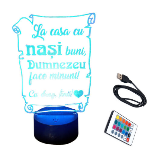 Lampa LED personalizata cu mesaj pentru nasi