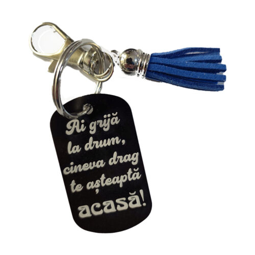 Breloc metalic personalizat cu text gravat