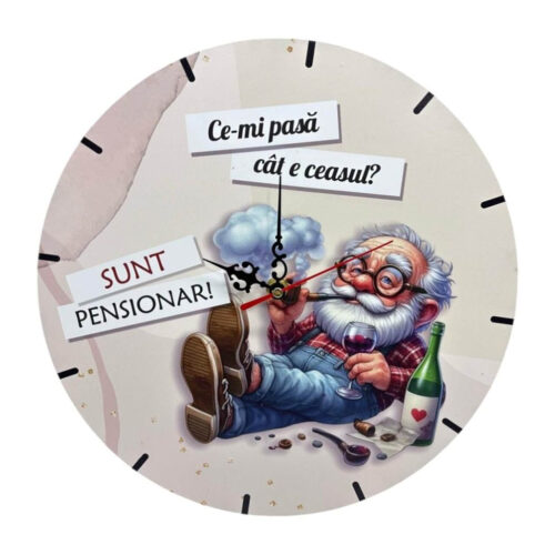 Ceas de perete din lemn - rotund – Pensionar 2