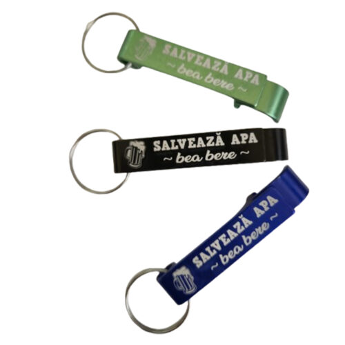 Desfacator de bere breloc personalizat cu text